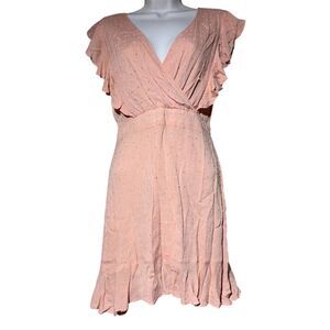 Sadie & Sage Women's S Orange Wrap Dress Ruffle Sleeves Knee Length Casual